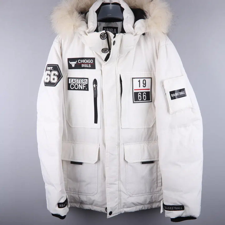 [BUNJANG] NBA Chicago Bulls Silicone Patch Down Jacket (XL) / NBA 시카고 불스 실리콘 패치 4포켓 태양 다운 점퍼 (XL)