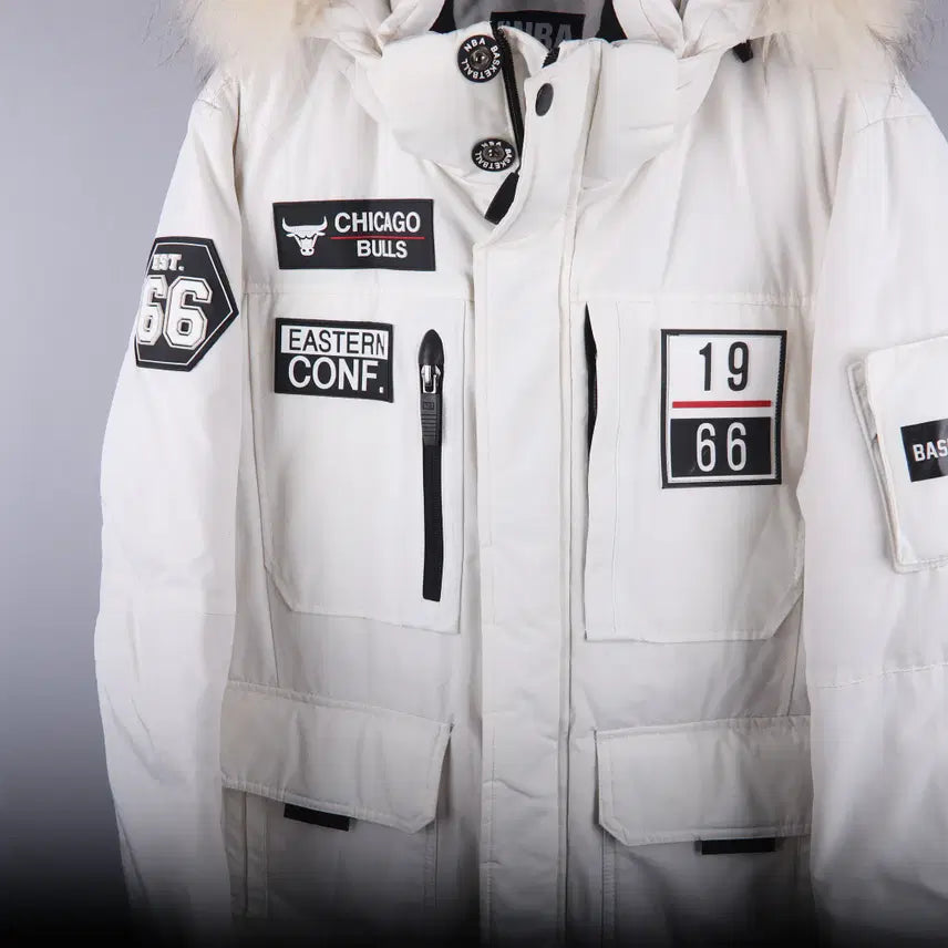 [BUNJANG] NBA Chicago Bulls Silicone Patch Down Jacket (XL) / NBA 시카고 불스 실리콘 패치 4포켓 태양 다운 점퍼 (XL)
