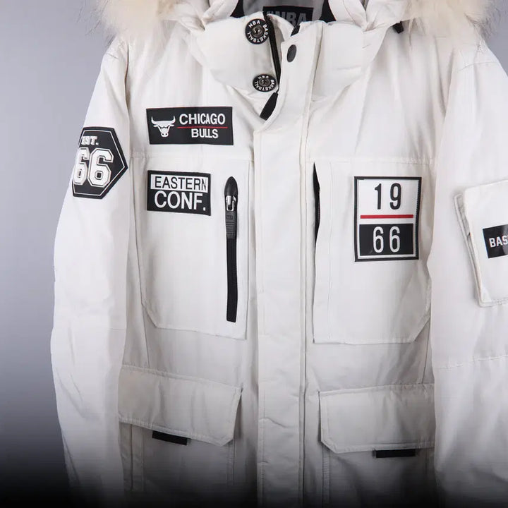 [BUNJANG] NBA Chicago Bulls Silicone Patch Down Jacket (XL) / NBA 시카고 불스 실리콘 패치 4포켓 태양 다운 점퍼 (XL)