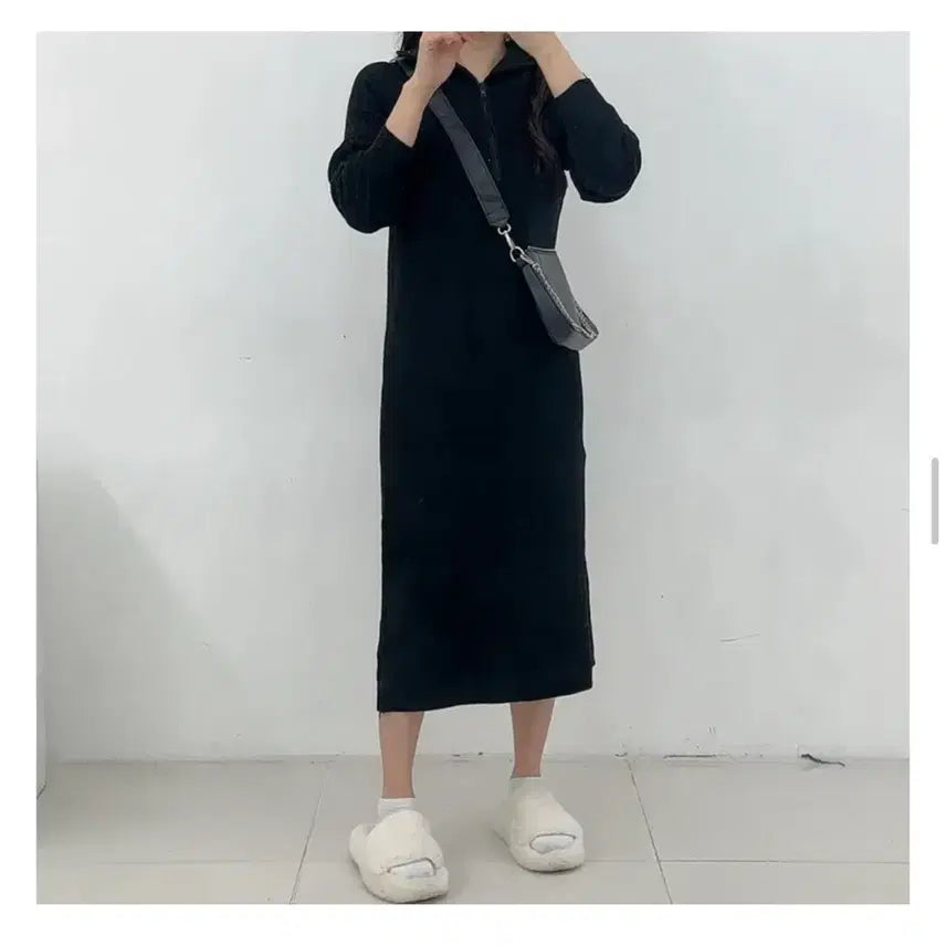 [BUNJANG] Warm Black Long Dress / 따뜻 블랙 롱 원피스