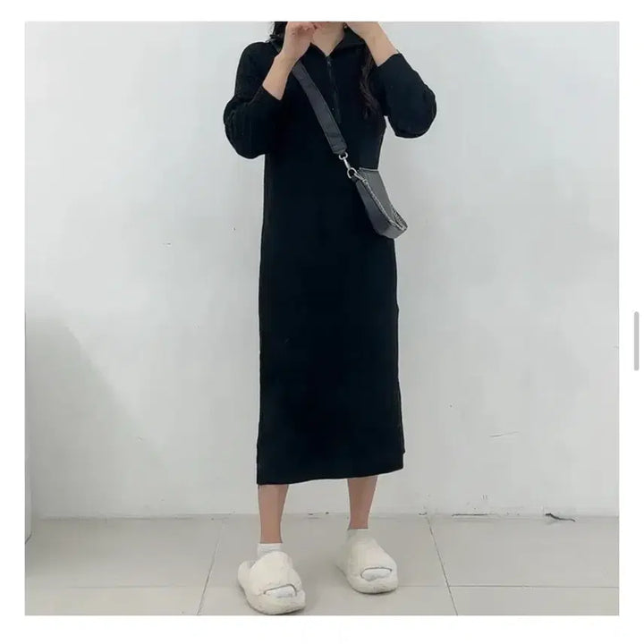 [BUNJANG] Warm Black Long Dress / 따뜻 블랙 롱 원피스