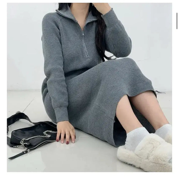 [BUNJANG] Warm Black Long Dress / 따뜻 블랙 롱 원피스