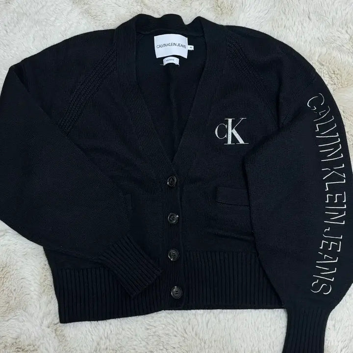 [BUNJANG] Calvin Klein Women's Puff Sleeve Cardigan Black / 캘빈클라인진 ck 캘빈 여성 퍼프 슬리브 가디건 블랙