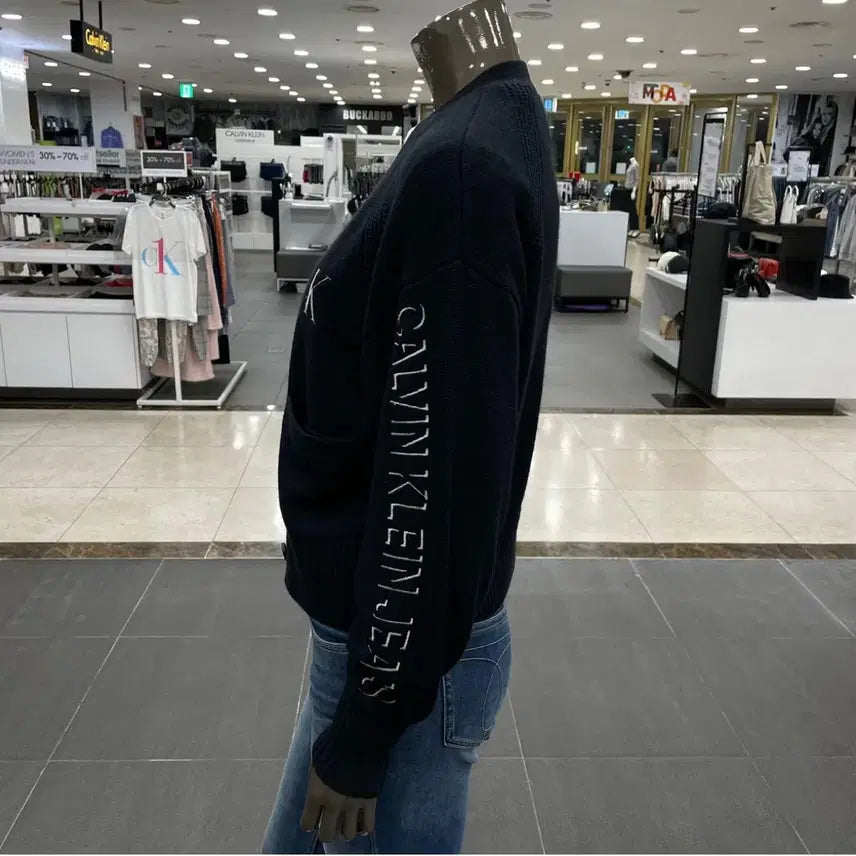 [BUNJANG] Calvin Klein Women's Puff Sleeve Cardigan Black / 캘빈클라인진 ck 캘빈 여성 퍼프 슬리브 가디건 블랙