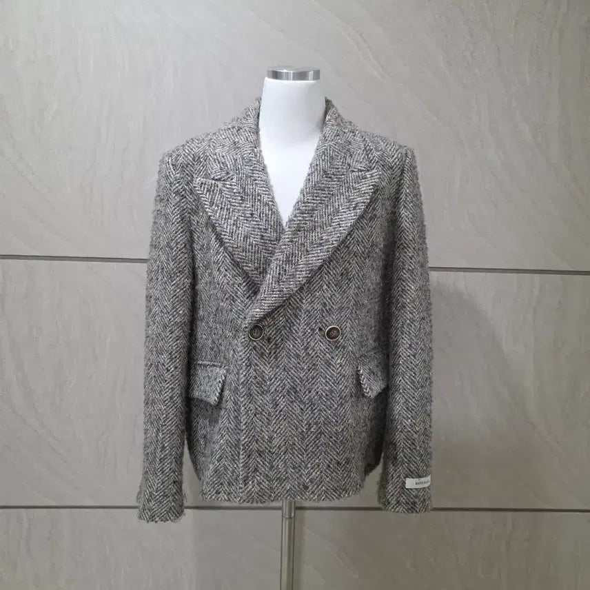 [BUNJANG] Handmade Alpaca Wool Herringbone Coat Jacket (Size 66) / 핸드메이드 울 알파카 코트자켓, 헤링본, 66