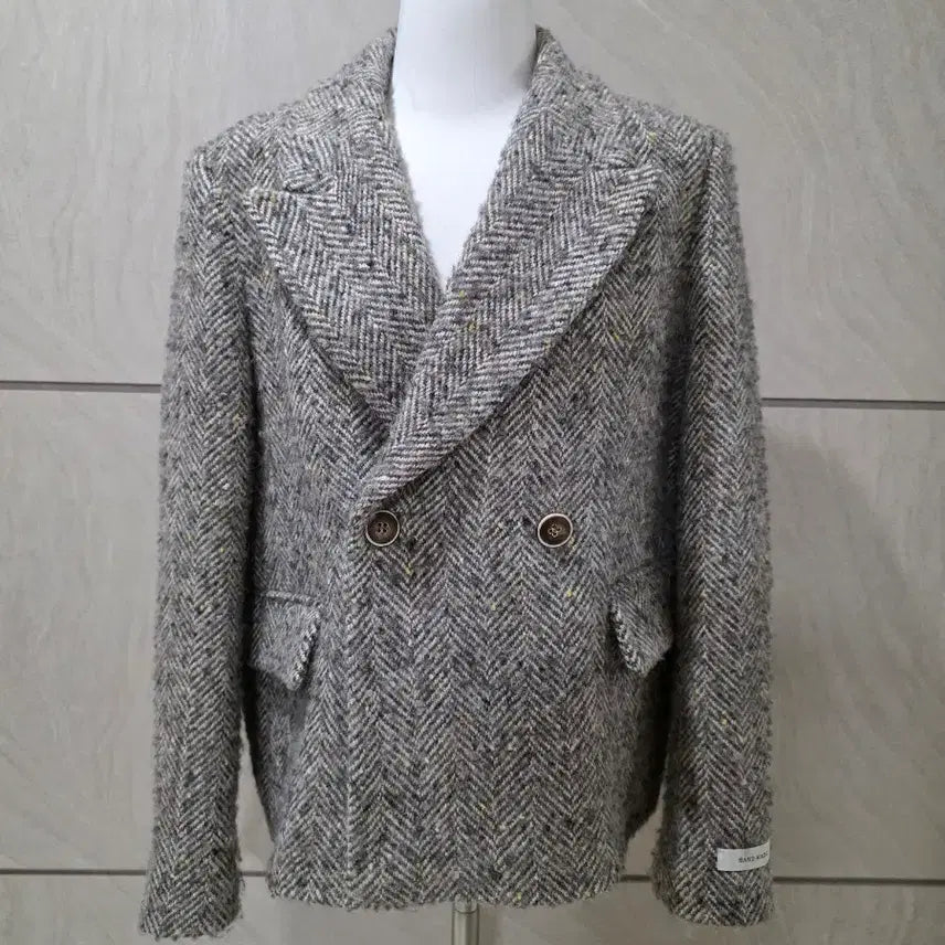 [BUNJANG] Handmade Alpaca Wool Herringbone Coat Jacket (Size 66) / 핸드메이드 울 알파카 코트자켓, 헤링본, 66