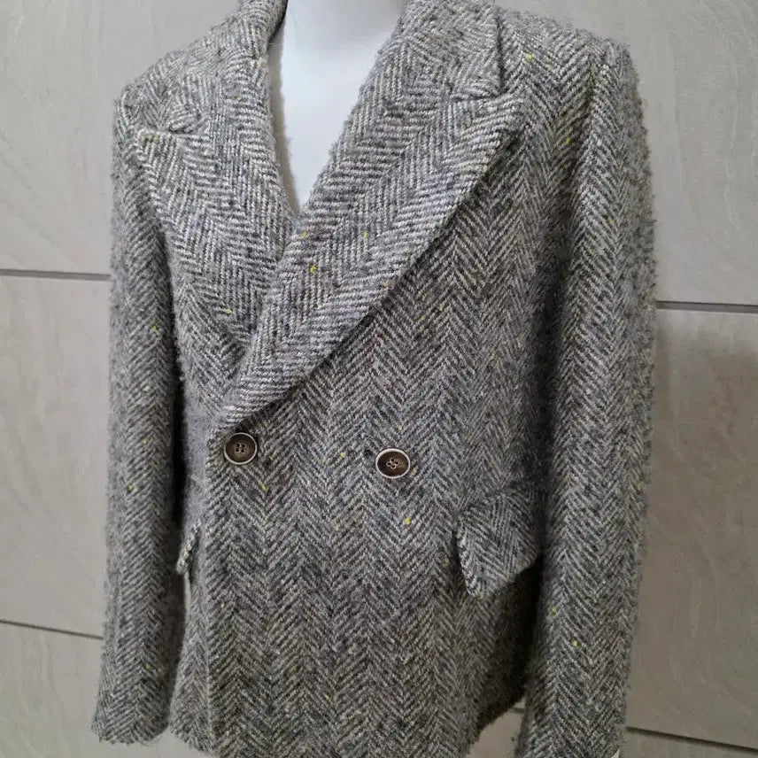 [BUNJANG] Handmade Alpaca Wool Herringbone Coat Jacket (Size 66) / 핸드메이드 울 알파카 코트자켓, 헤링본, 66