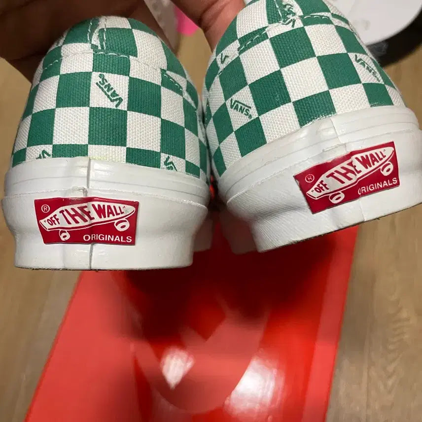 [BUNJANG] Vans Checkerboard Green/White Sneakers / (290) 반스 Vans 체커보드 그린 / 화이트 스니커즈