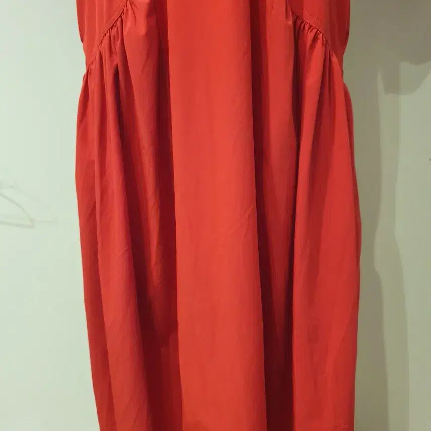 [BUNJANG] Red Puff Sleeve Long Dress / 레드 퍼프 반팔 원피스