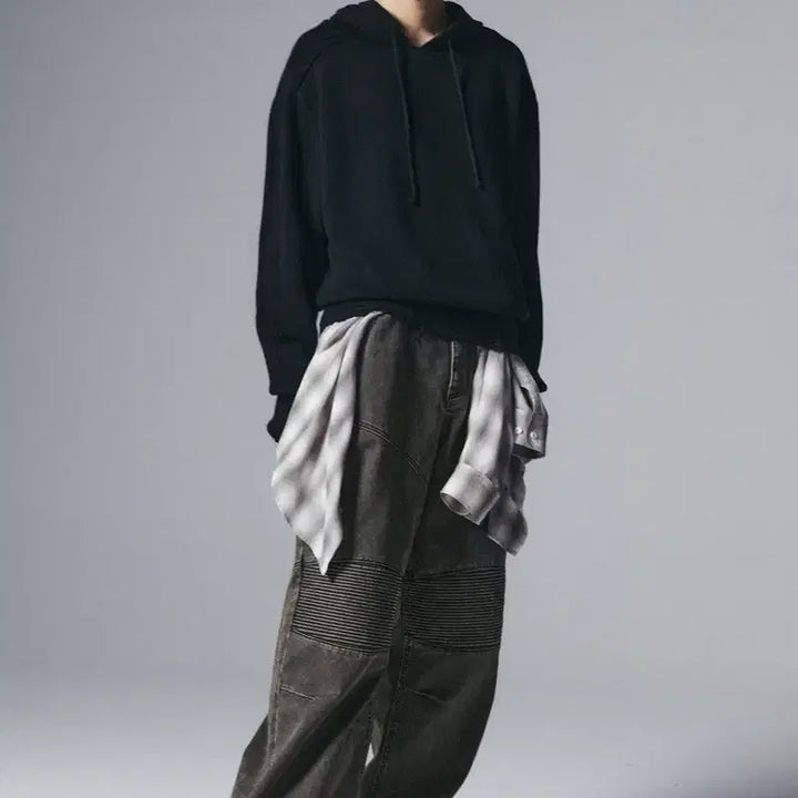 [BUNJANG] Minav Wide Coating Biker Denim Pants / 미나브 와이드 코팅 바이커 데님팬츠