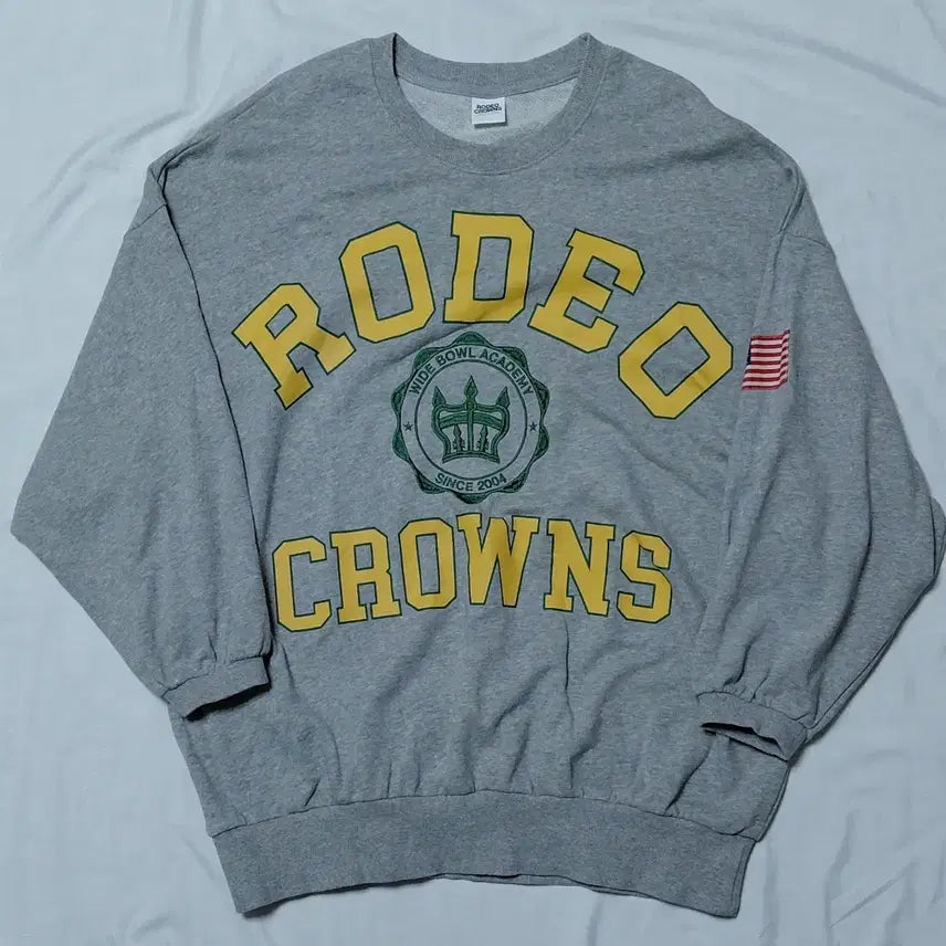 [BUNJANG] Rodeo Crowns Academy Oversized Sweatshirt / [FREE] 로데오 크라운즈 아카데미 오버핏 맨투맨 (그레이)