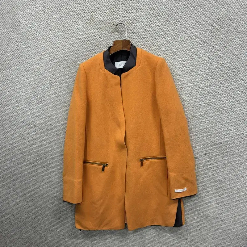 [BUNJANG] SJSJ Handmeade Cowhide Wool Coat / SJSJ 한섬 핸드메이드 소가죽 울 코트 82 A04845