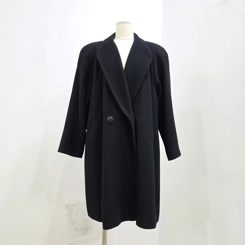 [BUNJANG] Lellian Gish Cashmere 100% Black Long Coat / Lellian Gish 캐시미어 100 루즈핏 블랙 롱 코트