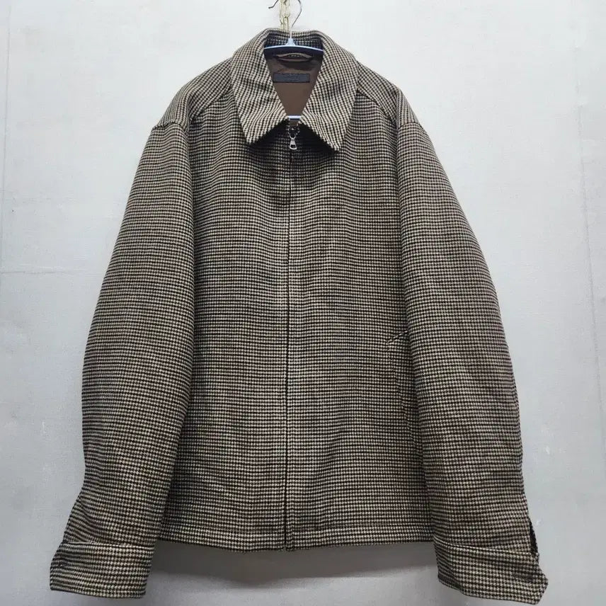 [BUNJANG] Uniqlo Houndstooth Check Pattern Wool Blouson Jacket XL / 유니클로 하운드투스 체크패턴 모직 블루종 자켓 XL