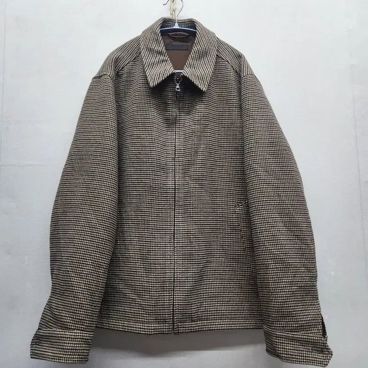 [BUNJANG] Uniqlo Houndstooth Check Pattern Wool Blouson Jacket XL / 유니클로 하운드투스 체크패턴 모직 블루종 자켓 XL