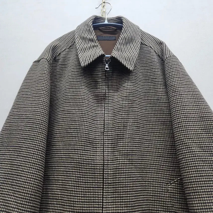 [BUNJANG] Uniqlo Houndstooth Check Pattern Wool Blouson Jacket XL / 유니클로 하운드투스 체크패턴 모직 블루종 자켓 XL