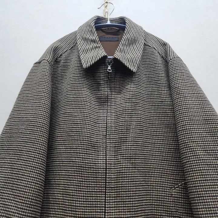 [BUNJANG] Uniqlo Houndstooth Check Pattern Wool Blouson Jacket XL / 유니클로 하운드투스 체크패턴 모직 블루종 자켓 XL