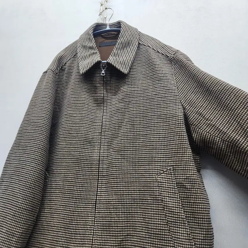 [BUNJANG] Uniqlo Houndstooth Check Pattern Wool Blouson Jacket XL / 유니클로 하운드투스 체크패턴 모직 블루종 자켓 XL