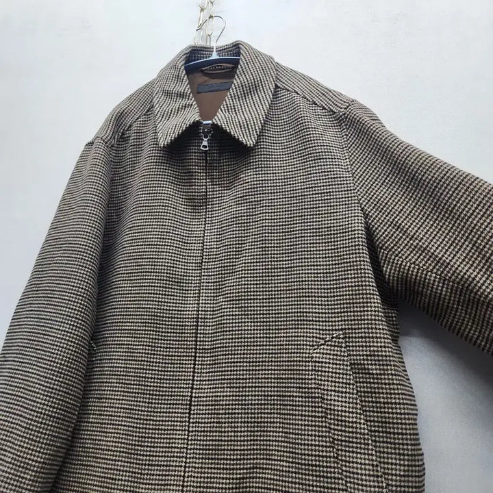 [BUNJANG] Uniqlo Houndstooth Check Pattern Wool Blouson Jacket XL / 유니클로 하운드투스 체크패턴 모직 블루종 자켓 XL