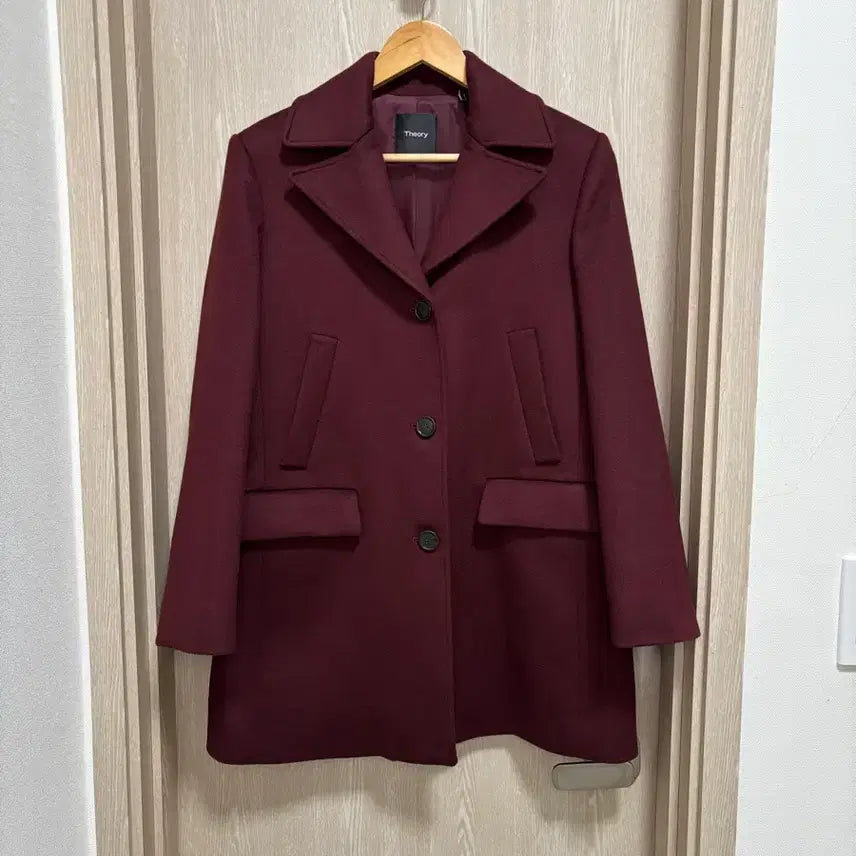[BUNJANG] Theory Cashmere Blend 4-Pocket Half Coat - Burgundy / 민트급)띠어리 여성 캐시미어 블렌드 4포켓 하프코트M/버건디