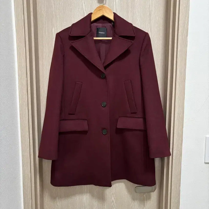 [BUNJANG] Theory Cashmere Blend 4-Pocket Half Coat - Burgundy / 민트급)띠어리 여성 캐시미어 블렌드 4포켓 하프코트M/버건디