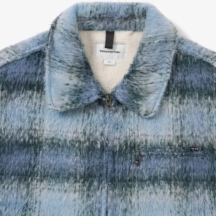 [BUNJANG] Thisisneverthat Brushed Check Jacket / [M] 디스이즈네버댓 브러쉬드 체크 자켓 블루 후리스 모헤어