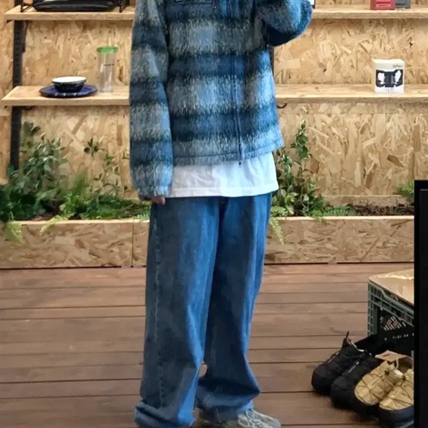 [BUNJANG] Thisisneverthat Brushed Check Jacket / [M] 디스이즈네버댓 브러쉬드 체크 자켓 블루 후리스 모헤어