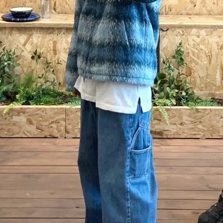 [BUNJANG] Thisisneverthat Brushed Check Jacket / [M] 디스이즈네버댓 브러쉬드 체크 자켓 블루 후리스 모헤어