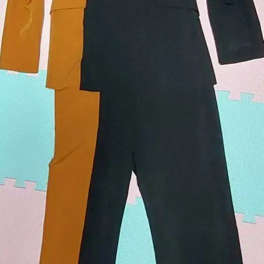 [BUNJANG] Two-Piece Suit Set (Black/Camel) / 배색 정장 투피스 세트 블랙/카멜