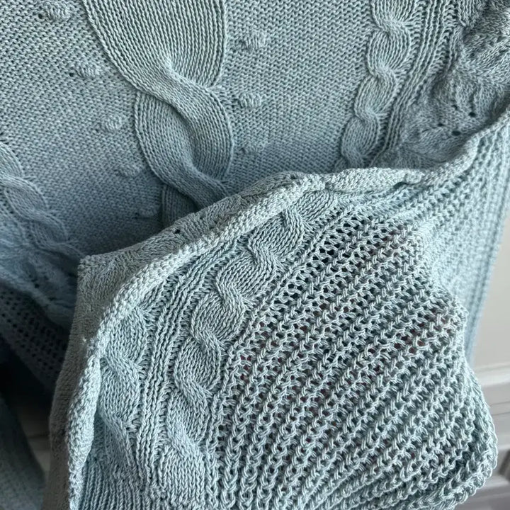 [BUNJANG] Zara Cable Ruffle Summer Knit Sweater Mint / 자라 케이블 러플 여름 니트 스웨터 민트