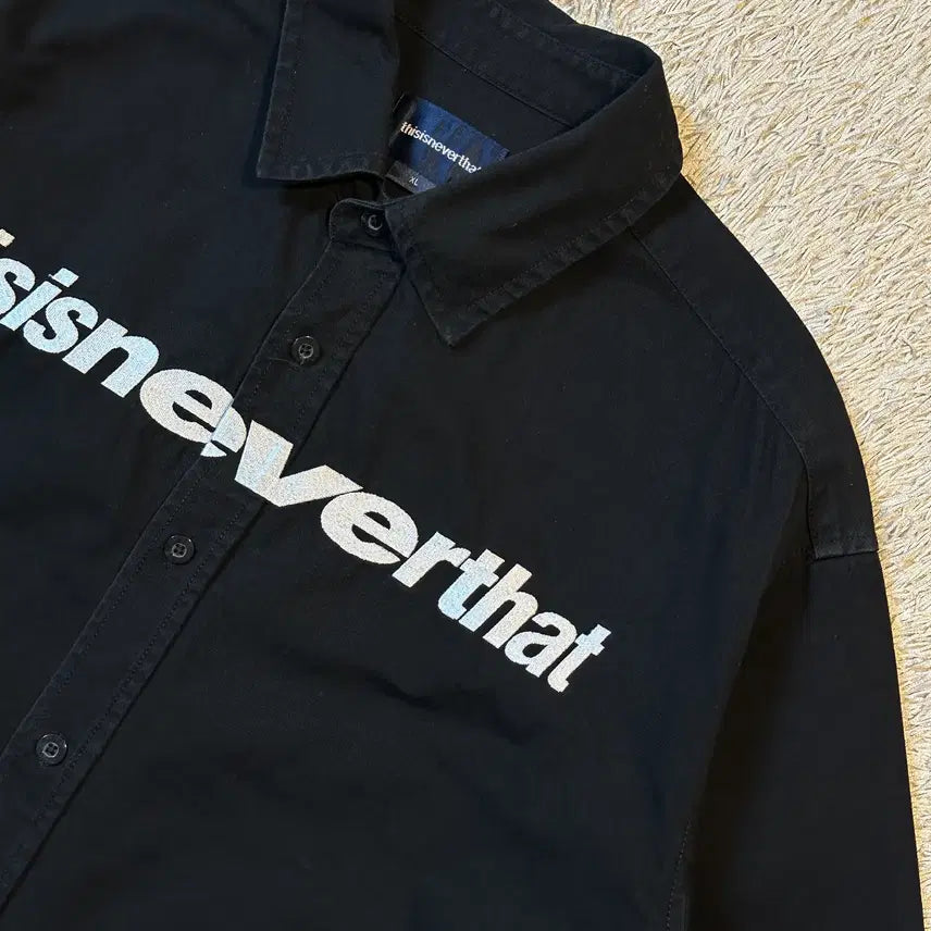 [BUNJANG] thisisneverthat Embroidered Logo Cotton Shirt Black XL / [XL] 디스이즈네버댓 자수로고 코튼 셔츠 블랙