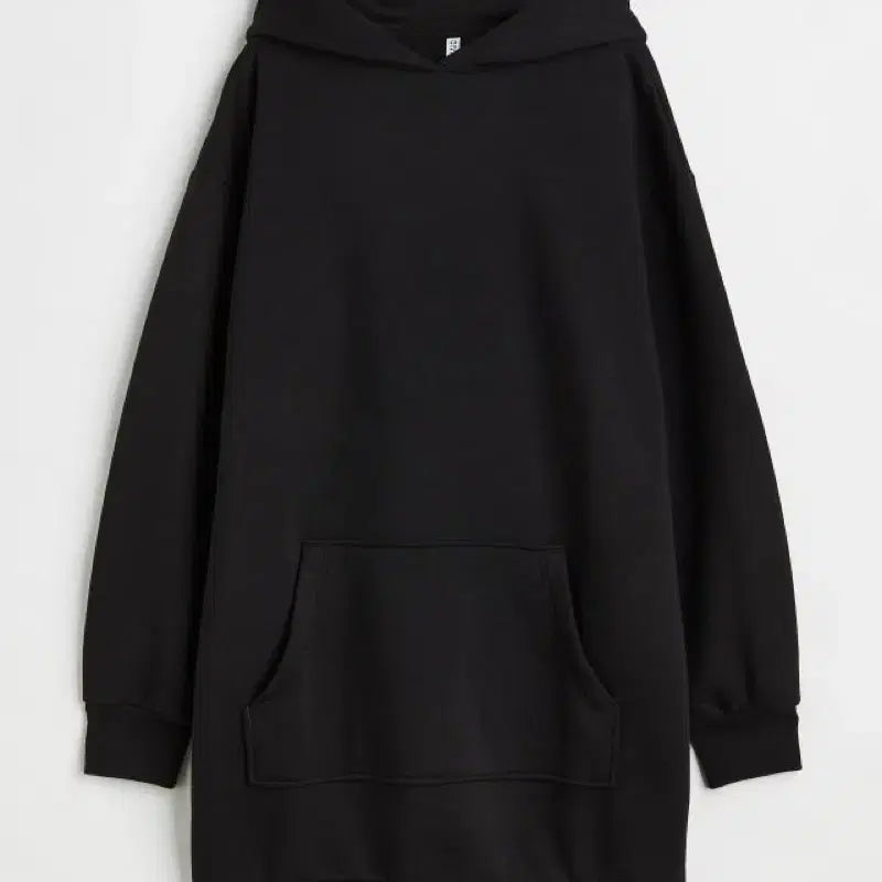 [BUNJANG] H&amp;M Oversized Fleece Hoodie Dress - Black / 새제품 오버사이즈 기모 후드 원피스 블랙 H&amp;M 해외 스트릿패션