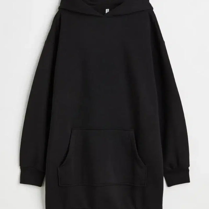 [BUNJANG] H&amp;M Oversized Fleece Hoodie Dress - Black / 새제품 오버사이즈 기모 후드 원피스 블랙 H&amp;M 해외 스트릿패션