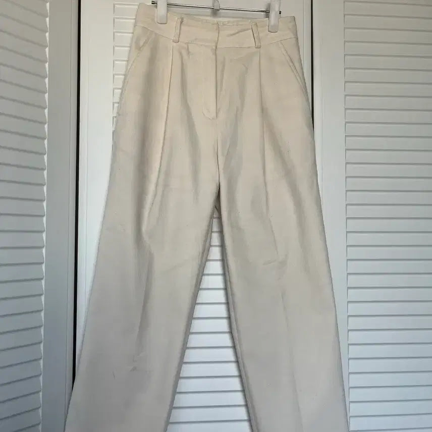 [BUNJANG] Ordinaryment Ivory Fleece Lined Slacks Pants / 오디너리먼트 아이보리색 기모 슬랙스 바지 일자바지