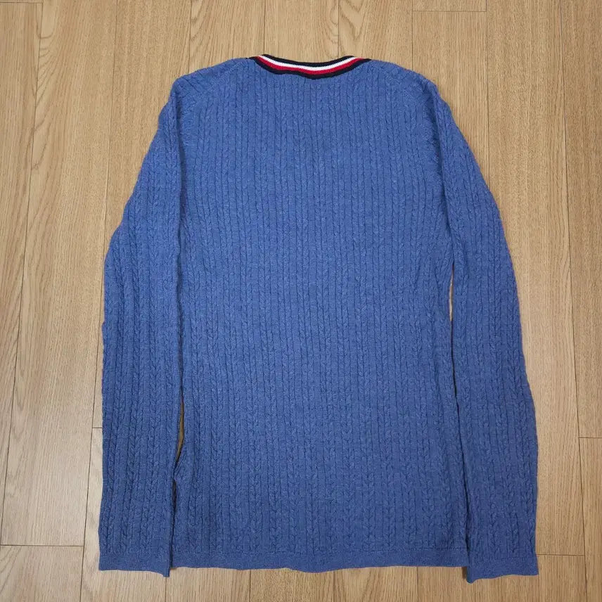 [BUNJANG] Tommy Hilfiger Women's Blue Cable Knit Sweater (S) / 타미힐피거 여성 블루 꽈배기 니트 긴팔 S