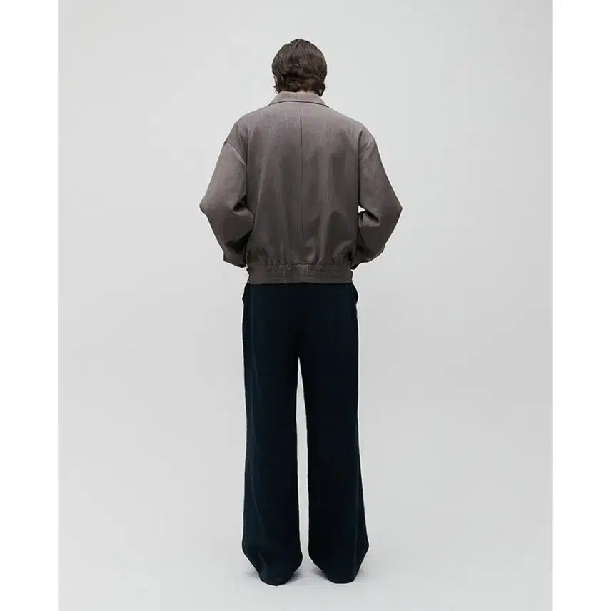 [BUNJANG] Cour Plissé Wool Jacket Melange Brown / 쿠어 랩 플리츠 울 자켓 미니멀 블루종 점퍼 멜란지브라운