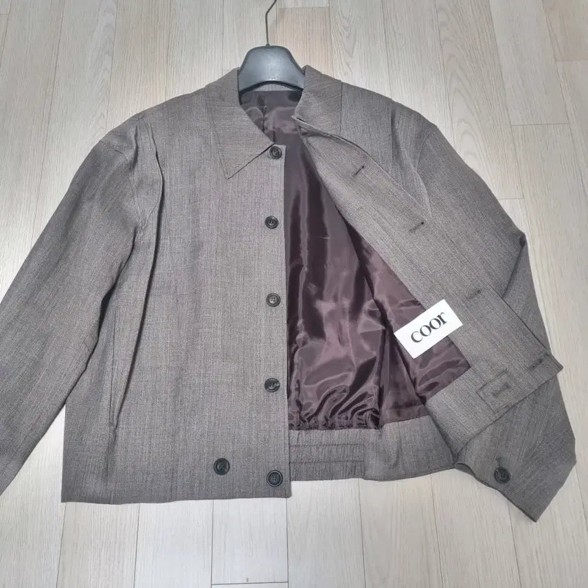 [BUNJANG] Cour Plissé Wool Jacket Melange Brown / 쿠어 랩 플리츠 울 자켓 미니멀 블루종 간절기 점퍼 멜란지브라운