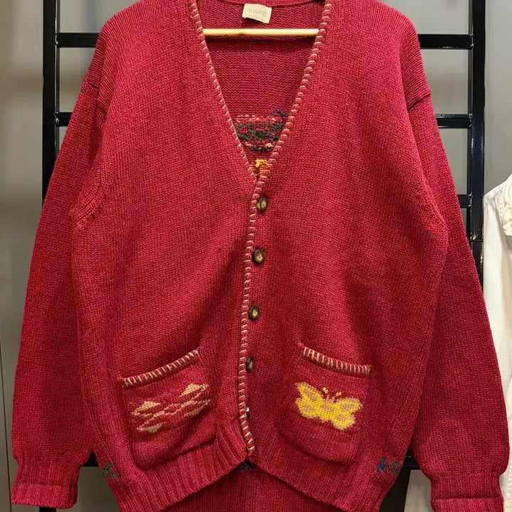 [BUNJANG] Benetton Virgin Wool Embroidered Knit Cardigan / (L) 베네통 버진울 자수 디테일 니트 가디건 8.9