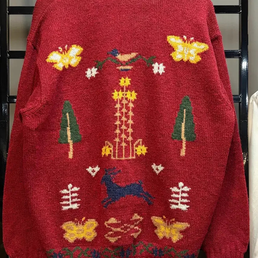 [BUNJANG] Benetton Virgin Wool Embroidered Knit Cardigan / (L) 베네통 버진울 자수 디테일 니트 가디건 8.9
