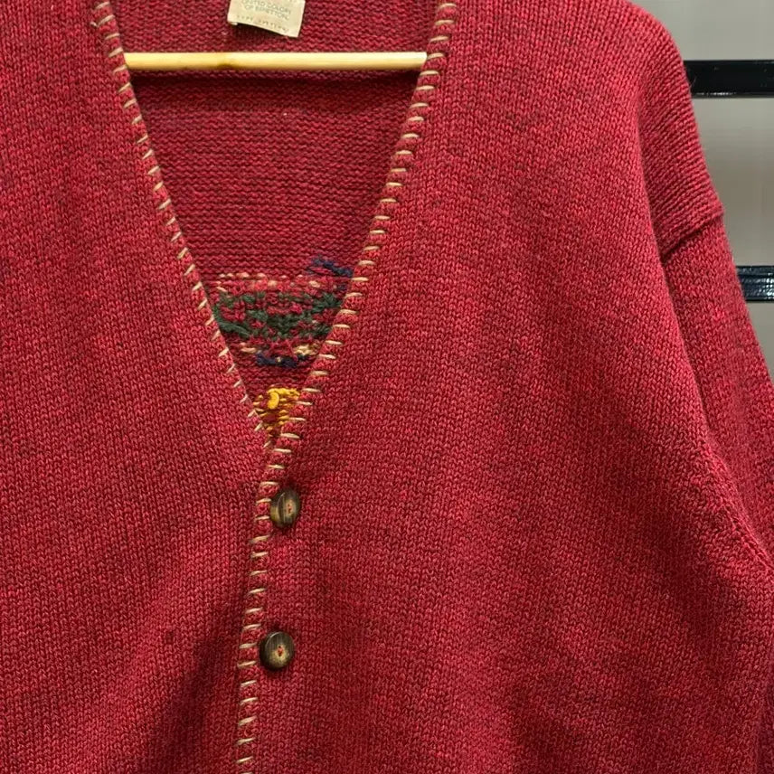 [BUNJANG] Benetton Virgin Wool Embroidered Knit Cardigan / (L) 베네통 버진울 자수 디테일 니트 가디건 8.9