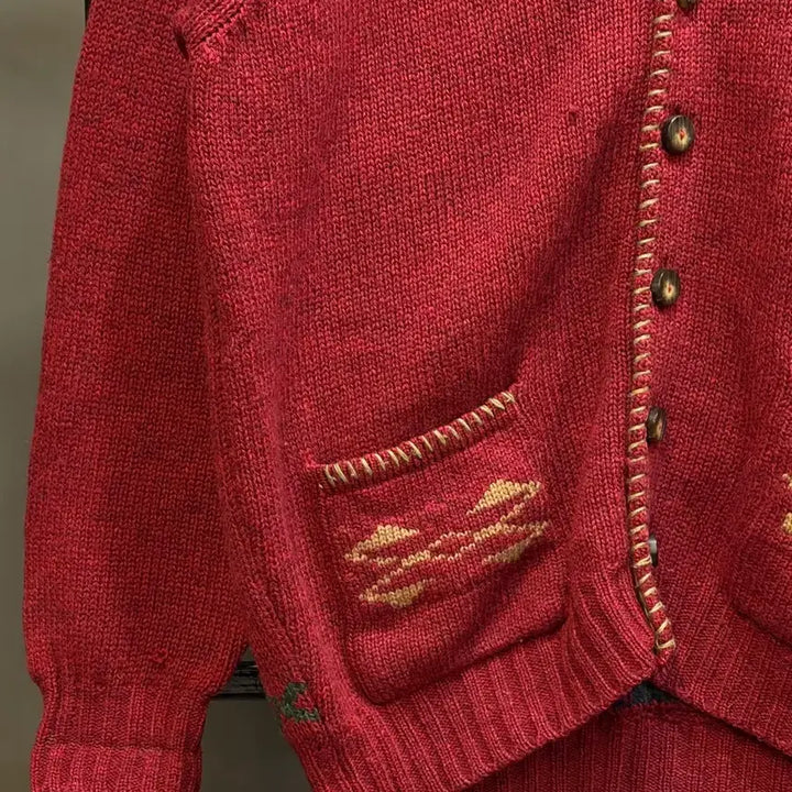 [BUNJANG] Benetton Virgin Wool Embroidered Knit Cardigan / (L) 베네통 버진울 자수 디테일 니트 가디건 8.9