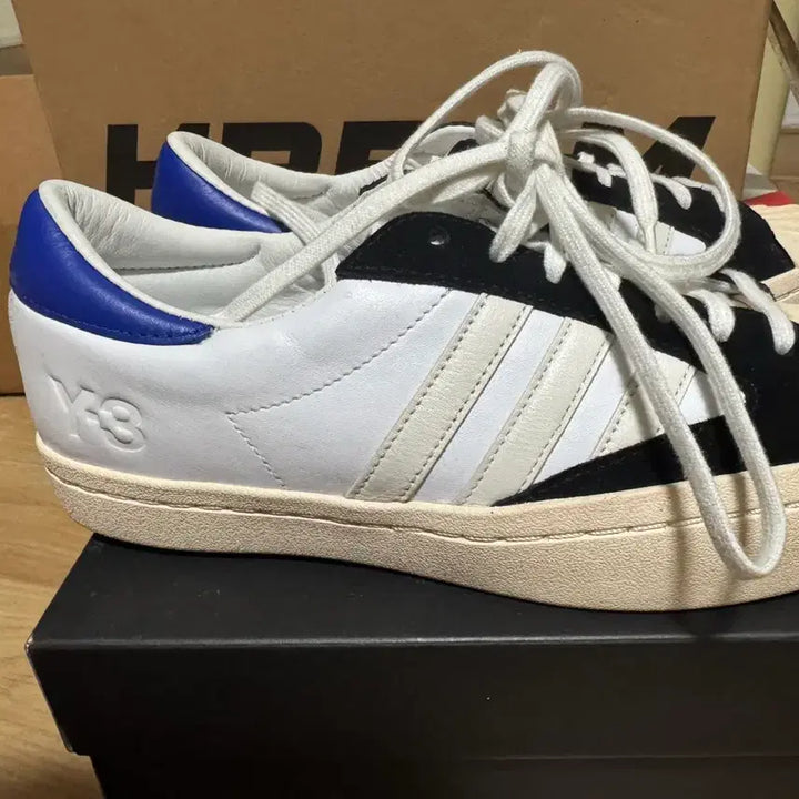 [BUNJANG] Y-3 YOHJI STAR White/Blue/Black Sneakers / Y-3 요지스타 흰파검 255사이즈