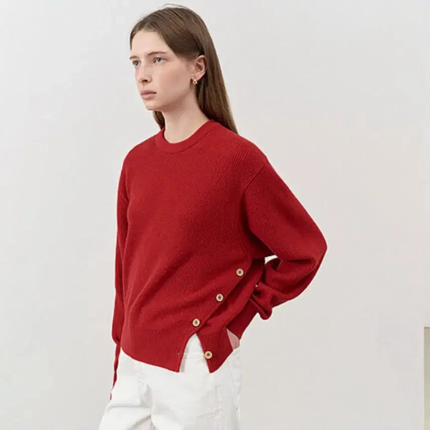 [BUNJANG] Dunst Unisex Red Knit Sweater S / 새상품) 던스트 유니섹스 레드 니트 스웨터 S