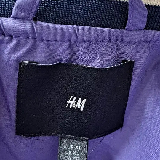 [BUNJANG] H&amp;M Color Block Baseball Jacket / H&amp;M 퍼플 그린 배색 야구 점퍼