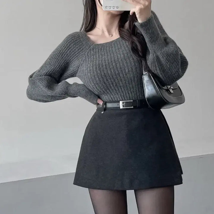 [BUNJANG] Belt Mini Skirt - Black, Gray S / 벨트 미니스커트 -블랙, 그레이S