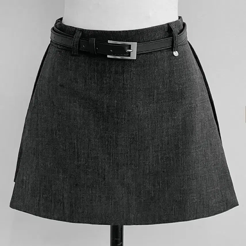 [BUNJANG] Belt Mini Skirt - Black, Gray S / 벨트 미니스커트 -블랙, 그레이S