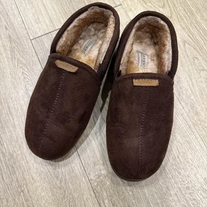 [BUNJANG] Charm's Brown Suede Shearling Slippers (Size 230) / 차미스 브라운 스웨이드 양털 슬립온 230