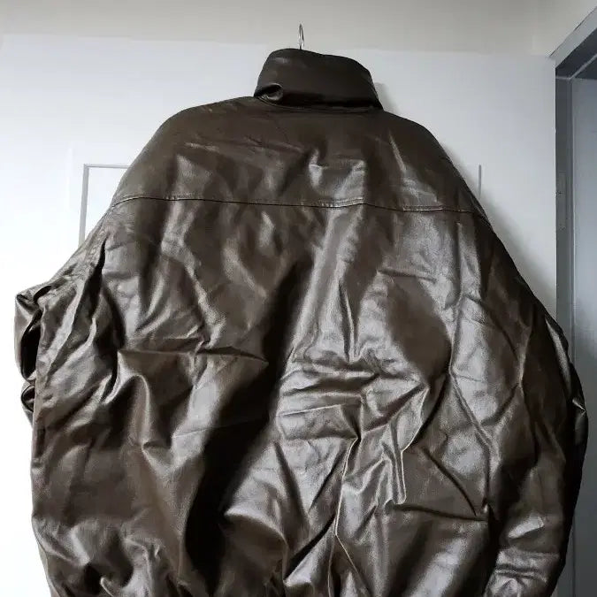 [BUNJANG] Leather Duck Down Padded Jacket / 브라운 레더 덕다운 패딩 점퍼 새상품