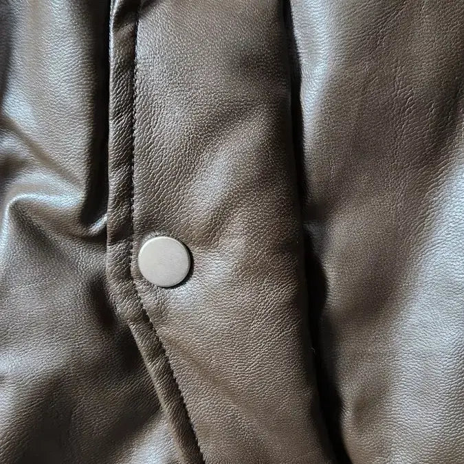 [BUNJANG] Leather Duck Down Padded Jacket / 브라운 레더 덕다운 패딩 점퍼 새상품