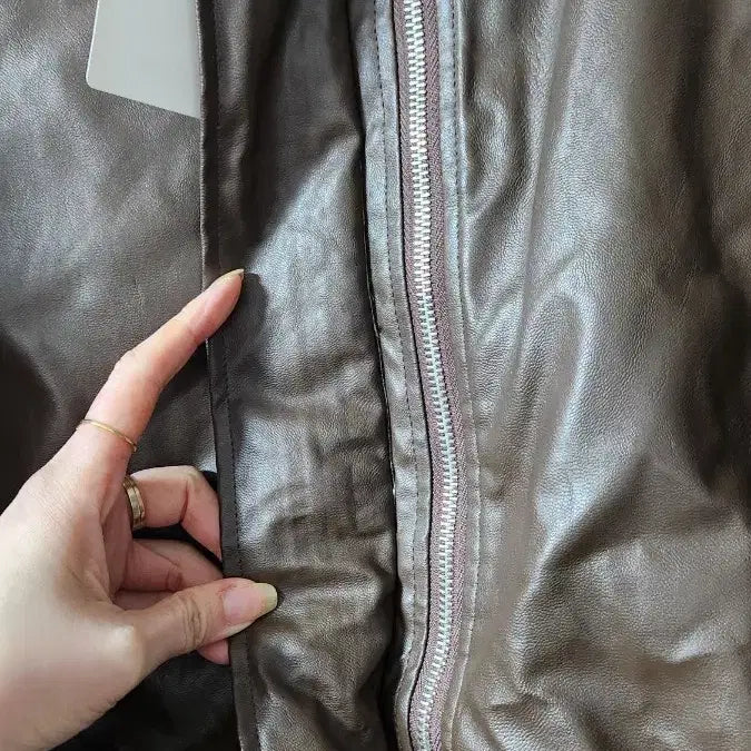 [BUNJANG] Leather Duck Down Padded Jacket / 브라운 레더 덕다운 패딩 점퍼 새상품